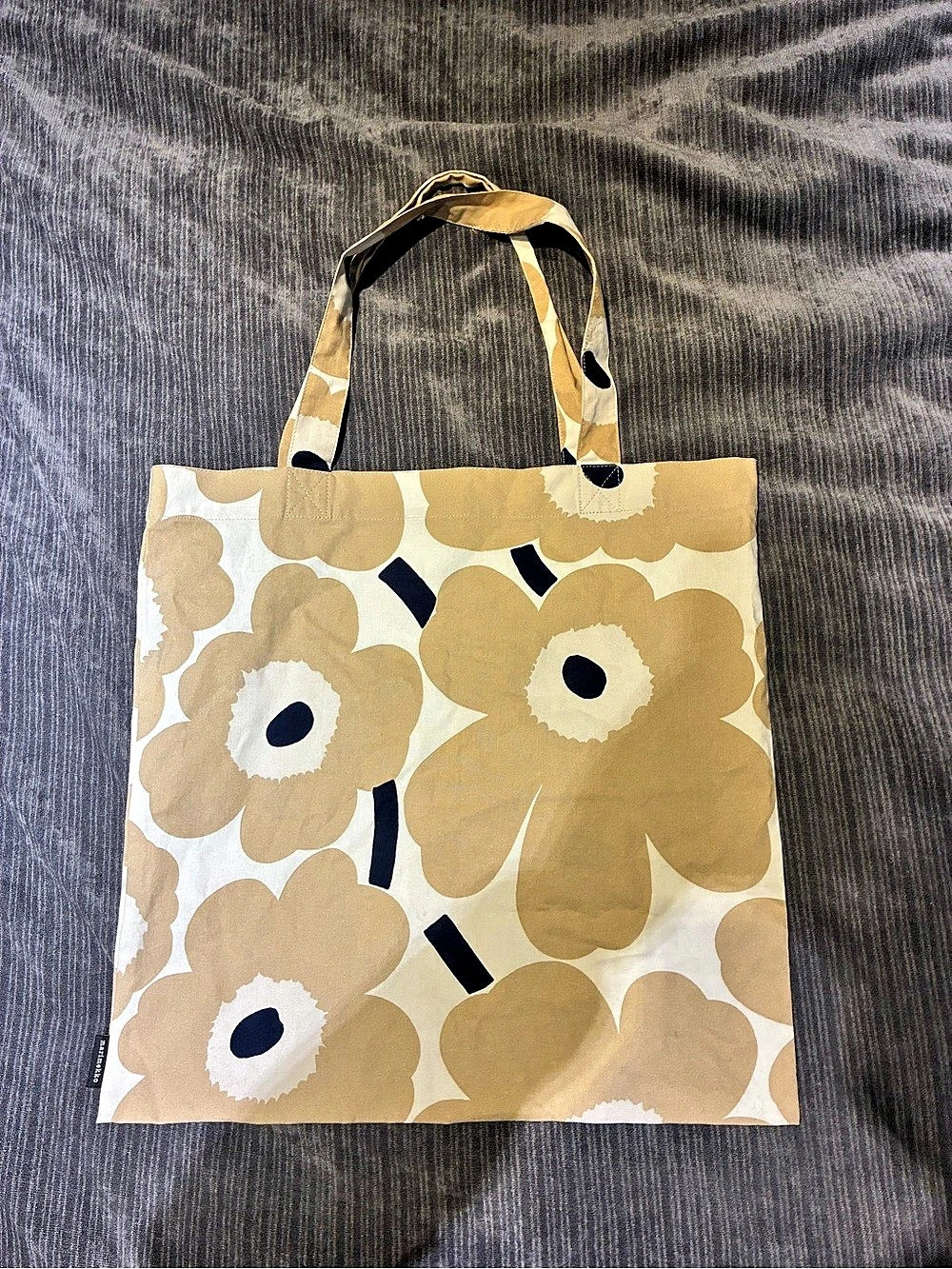 Marimekko Pieni Unikko Tote Bag in Cream & Brown